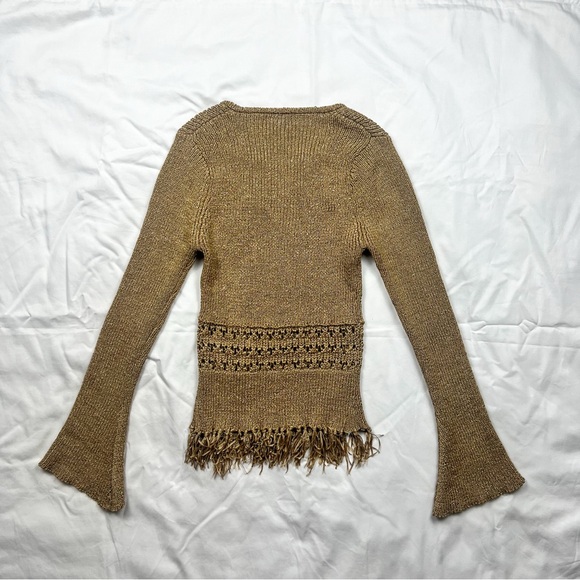 Vintage XOXO Knit Crochet Fringe Sweater - Picture 5 of 6